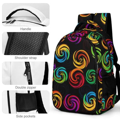 Water Resistant College Bookbag Tie Dye Colorful Rose Black, Sturdy Laptop Backpack with Water Bottle Pockets for Men Women Travel Work - color: Pattern (270)