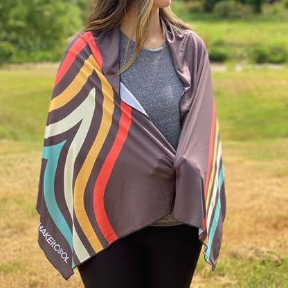 SHAKEitCOOL Large Cooling Shawl - Instant Heat Relief for Outdoor Events - color: Retro Wave