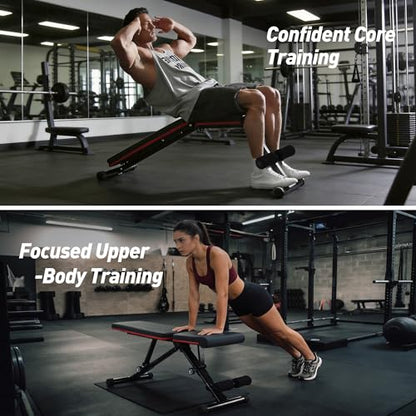 NEWBULIG Adjustable Weight Bench for Home Gym, Foldable Incline Decline Flat Workout Bench for Full Body Exercise, Bench Press and Sit Up Training Equipment, 795 lbs Capacity - color: Modern Black