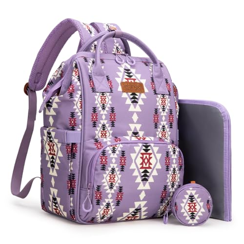 Montana West Wrangler Diaper Bag Backpack Aztec Callie Bag Travel Backpack Purses Western Multi-Function Baby Bags for Mom - color: Purple