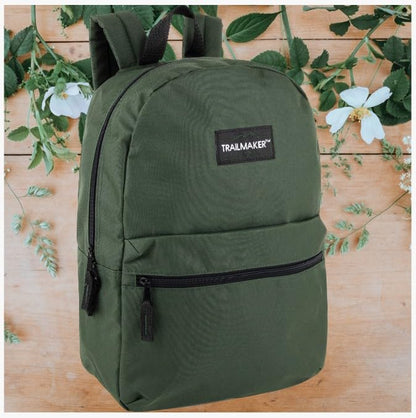 Trail maker Classic 17 inch Backpacks with Adjustable Padded Straps | School Backpacks for Girls, Boys (Green) - color: Green