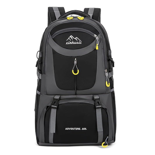 Hiking Backpack for Men, Large Capacity Laptop Travel Bag, Durable Work Bag Vintage Style Outdoor Rucksack for Work (Black) - color: Black