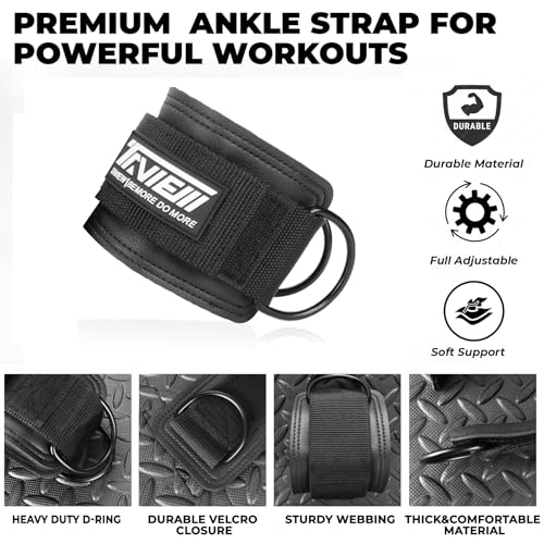 TAVIEW Ankle Straps Cable Machine Attachment for Gym - Cable Kickback Ankle Straps - Padded Ankle Cuffs for Glute Kickbacks and Leg Workouts - color: Black-Single