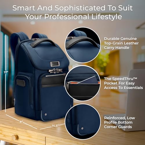 Briggs & Riley @work Medium Widemouth Backpack - color: Navy, size: Medium