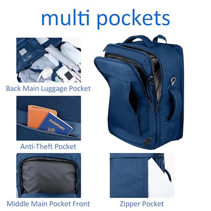 AREYTECO Large Travel Laptop Backpack for Men, 50L Carry On Backpack Flight Approved, Expandable Laptop Bag Water Resistant Overnight Weekender Gym Daypack Traveling Backpack, Traveler Gifts, Blue - color: Blue, size: 17.3 Inch (20''x13''x10'')