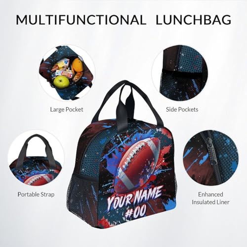 COZYAURA Boy Backpack - Personalized Football Backpacks Set for Kids -Teens Bookbag with Lunch Bag & Pencil Case - Sports Theme School Bags for Elementary Middle School - color: Style-5