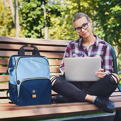 Hap Tim Laptop Backpack 15.6/14/13.3 Inch Laptop Bag Travel Backpack for Women/Men Waterproof School Computer Bag Large Capacity Bookbag for College/Travel/Business (7651EU), Blue - color: Blue