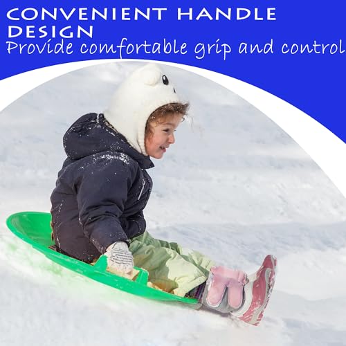 Slippery Racer Heavy-Duty Cold Resistant Downhill Pro Adults and Kids Plastic Outdoor Winter Saucer Disc Snow Sled with Handles - size: 1 PACK, style: Green