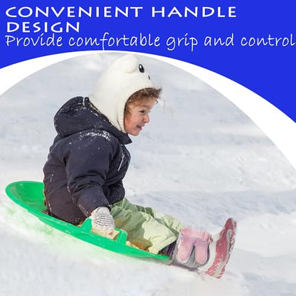 Slippery Racer Heavy-Duty Cold Resistant Downhill Pro Adults and Kids Plastic Outdoor Winter Saucer Disc Snow Sled with Handles - size: 1 PACK, style: Green