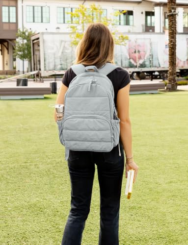 Uselike Travel Backpack for Women, 15.6 Inch Laptop Backpack, Quilted College Bookbag, Cute Work Backpacks, Water Resistant (Dawn Grey) - color: Dawn Grey