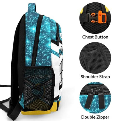 Blue Gold Volleyball Print Personalized School Backpack Casual Laptop Bag for Man Woman - color: Muilti 30