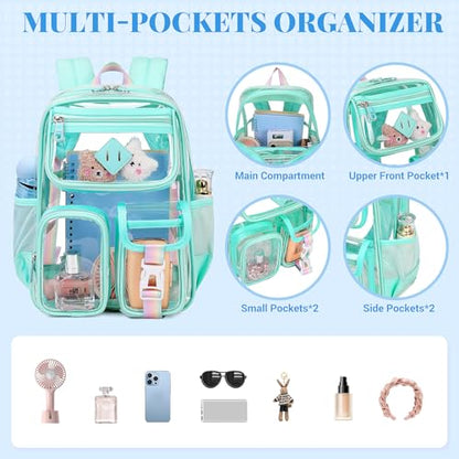 PIG PIG GIRL Mini Clear Backpack for Stadium Events, Small Clear Bag for Child for Festival Concert,Green(Not Fits School) - color: Mini-green