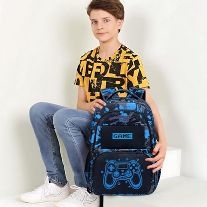 Glow in The Dark Backpack for Boys - Game Boys Backpack for Kids Children Teens Elementary Middle School - 17″ Gamer Bookbag Travel Back Pack for Age 6-18 - color: Game002-backpack Only