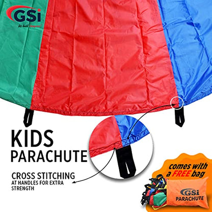 GSi Kids Play Parachute Rainbow Parachute Toy Tent Game for Children Gymnastics Cooperative Play and Outdoor Playground Activities (24 Feet) - size: 24 Feet