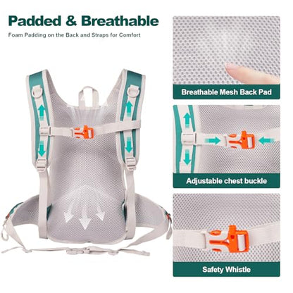 10L Small Hiking Backpack for Men Women Travel Daypack with Chest Strap lightweight backpacks mini backpack for Camping Cycling Travel Outdoor - color: Green
