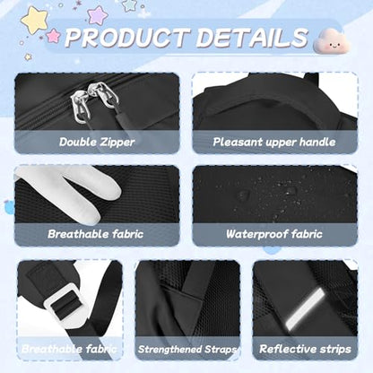 Cute Black Backpack For School Teens Girls Boys, Aesthetic Kids Elementary School Backpacks, Waterproof Middle Students Bookbag, Large Capacity Backpack For College Women Men - color: Black