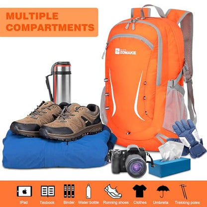 ZOMAKE Lightweight Packable Backpack 35L, Foldable Backpacks Water Resistant Collapsible Light Daypack for Hiking(Orange) - color: Orange B