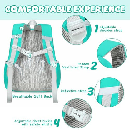 BTOOP Kids Backpack for Boys Girls 3-6, Preschool Kindergarten Backpack with Insulated Lunch Compartment & Chest Strap, Cute Lightweight School Travel Bag Fits A4 Folder - color: Green, size: Age 3-6 (14.5" H Fit Folder)