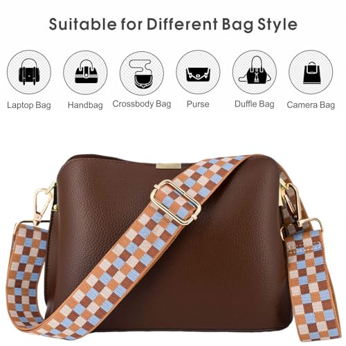 Replacement Purse Strap Shoulder Strap Adjustable Crossbody Strap for Women Crossbody Wide Shoulder Bag - color: Checker-gold Hardware
