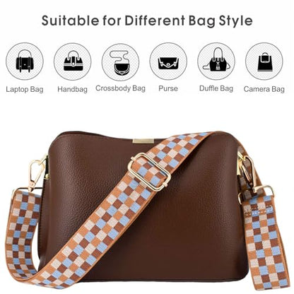 Replacement Purse Strap Shoulder Strap Adjustable Crossbody Strap for Women Crossbody Wide Shoulder Bag - color: Checker-gold Hardware