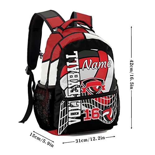 Volleyball Sport Red White Backpack Shoulder Shopping Bag Travel Casual Bags with Name Text - color: Backpack 15