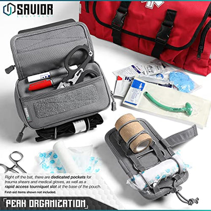 Savior Equipment IFAK Buddy Tactical First-Aid Kit Rip Away MOLLE Pouch Emergency EMT Utility Organization Medical Supply Carrier Outdoor Survival Travel Bag, Attach to Backpack/Belt Loop - color: SW Gray