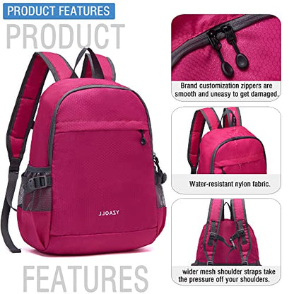 YZAOLL 20L Small Hiking Backpack Lightweight Day Packs, Packable Backpack for Women Men Travel Camping Vacation,Rose - color: A-20l-arose