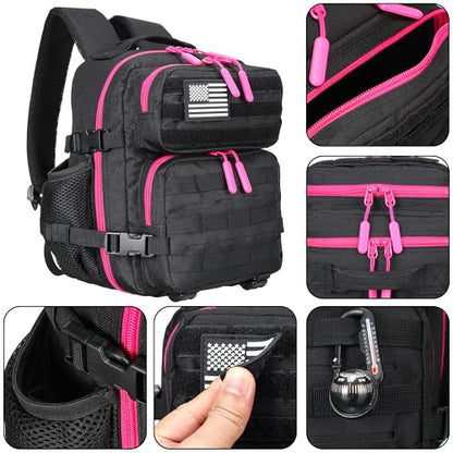 9L Mini Tactical Backpack for Men and Women Tactical Backpack Small for Hiking Small Tactical Bag Fitness Pack - color: Black&rosered
