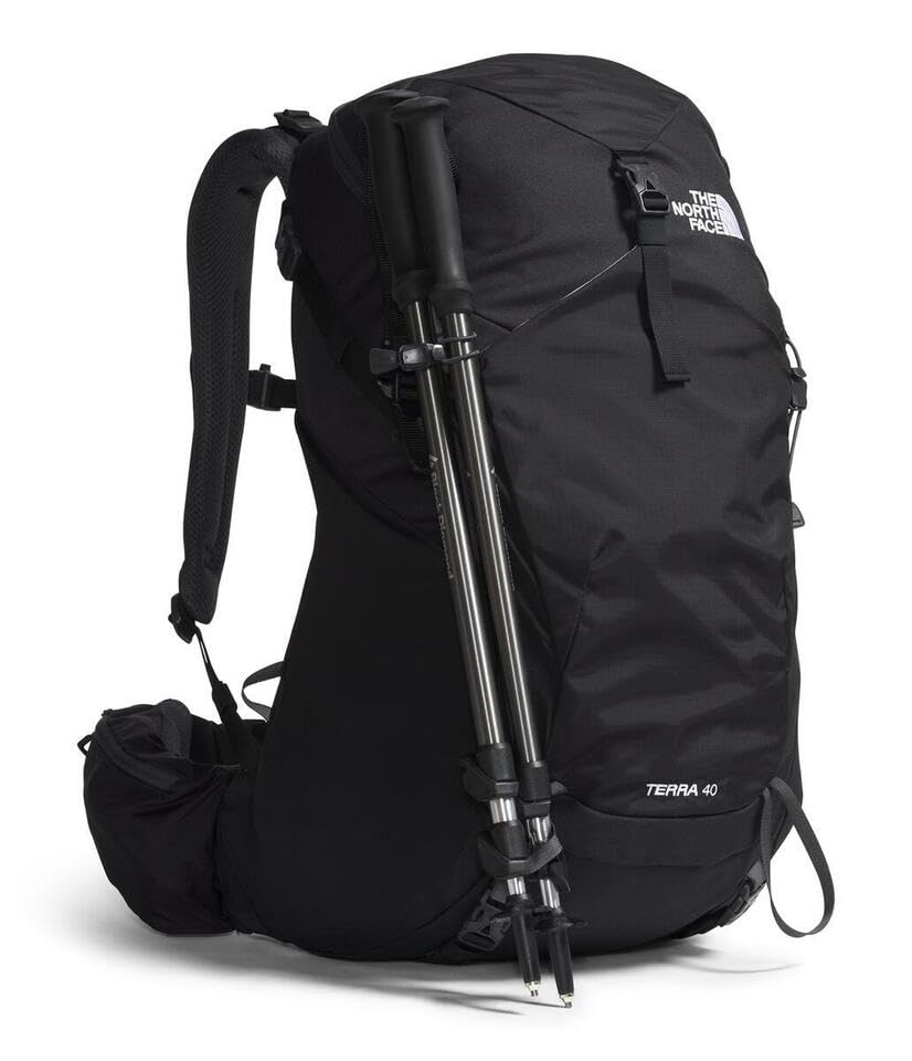 The North Face Terra 40 Backpack - Unisex Hiking Pack, Padded Hipbelt, Pole & Ice Axe Attachments, Hydration Sleeve, TNF Black/Asphalt Grey-NPF, Large/X-Large - size: Large-X-Large
