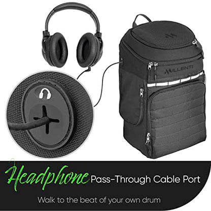 Millenti Backpacks Basketball Soccer Backpack - with Ball Compartment, Travel College Sports Bag and 13” Laptop Sleeve, 27L (Black) - color: Black