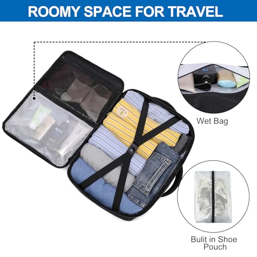 Travel Backpack for Men,Airplane Approved Carry On Backpack Suitcase with Shoe Pouch, Luggage Bag TSA 15.6inch Laptop Mochila Flight Approved Personal Item Travel Bag Bookbag Travel Essentials,Black - color: Black, size: Large-25L