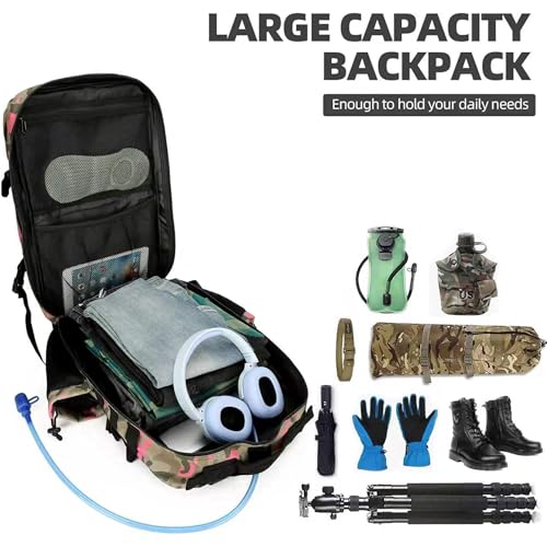 Lovelinks21 45L Tactical Assault Backpack 3 day assault pack with Molle Waterproof backpack Rucksack for Tactical Backpacks (Pink Camo) - color: Pink Camo