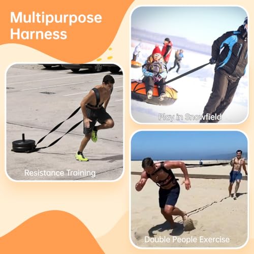 Sled Harness for Exercise, Physical Football Running Resistance Training, Tire Pulling Fitness Workout Equipment, Adjustable Padded Shoulder Strap