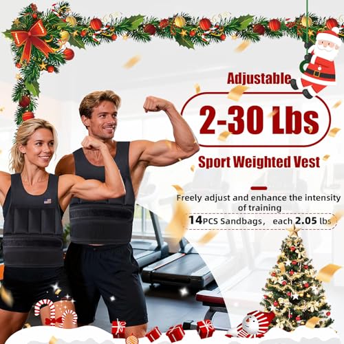 Wolliwa Adjustable Weighted Vest for Men Women,2-30 Lbs Adjustable Weighted Vest with Straps Womens Running Weight Vest for Walking Strength Training Fitness - size: Adjustable 2-30 Lbs