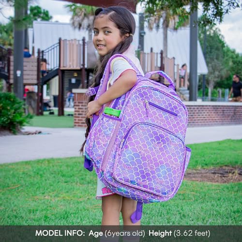 mibasies Girls Backpack: Large Kids Backpack Girls for Elementary School with Laptop Compartment - Mermaid Tail - color: Mermaid Tail, style: School-17"h