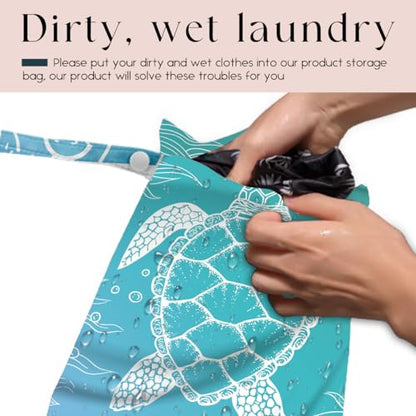 Waterproof Wet Bag for Swimsuit, Travel Beach Wet Dry Bag, Hidden Zipper Reusable Turtle Wet Bags, for Travel Beach Wet Swimsuits Toiletries Diapers Dirty Gym Clothes Laundry Bag - color: Sea turtles