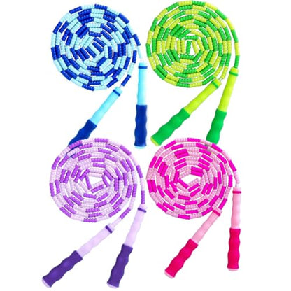 Jump Rope for Kids Girls and Boys, Soft Beaded Jump Ropes, Adjustable Skipping Rope, Tangle-Free Segmented Rope for Kid and Women Men Adults Exercise, Keeping Fit, Training - 9.2Ft - color: 4Pack-PGBP