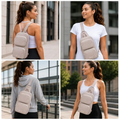 Reebok Unisex Crossbody Bag - Convertible Compact Durable Cross Body Bag for Women and Men - Gym and Travel Essentials, Size One Size, Mikayla Stucco - color: Mikayla Stucco