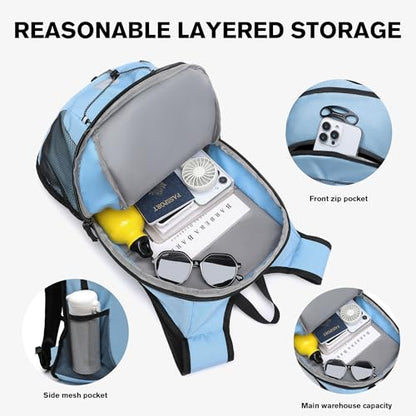Ultra-Light Soft Daypack 15L/20L, Cushioned Breathable Back Panel Backpack, Lightweight Packable Travel Backpack (Sky Blue, 20L) - color: Sky Blue, size: 20L