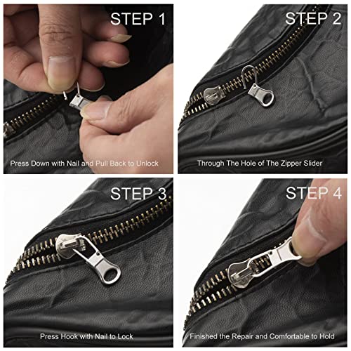 Mizeer Zipper Pull Replacement for Jacket, Perfect for Small Hole Zippers, Detachable Small Zipper Pulls Tab Repair for Clothing Jackets Boots Purse - color: 4pcs Black