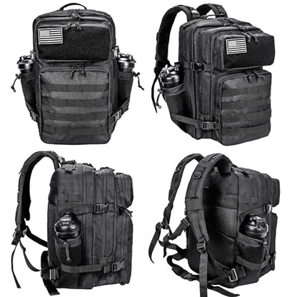LHI Military Tactical Backpack for Men and Women 45L Army 3 Days Assault Pack Bag Large Rucksack with Molle System - color: 3.1 B1ack