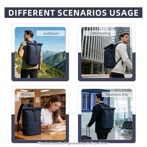 33L Unisex Waterproof Rolltop Backpack:,15.6-Inch Laptop, Lightweight Bike Bag Perfect for Work, School, Travel & Outdoor (green) - color: Green