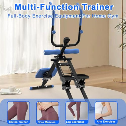 Stair Stepper and Ab Machine 2-in-1 Folding Vertical Climber Exercise Machine & Ab Workout Equipment Quickly Switch, Home Gym Equipment for Full Body Cardio Workout, 300LBS Capacity - color: Blue