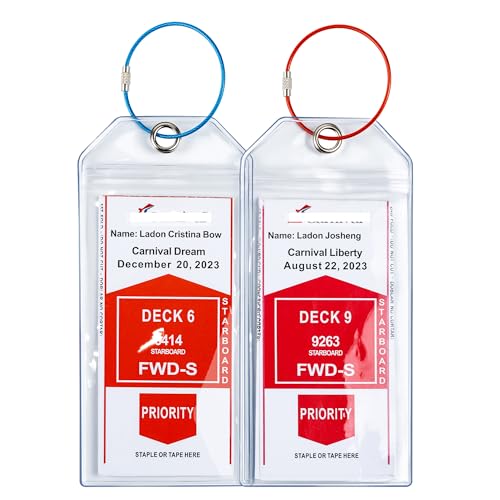 Carnival, Princess, NCL & MSC Cruise Ship Essentials - Clear Luggage Tag Holders & Must Haves for Cruise Lovers, Waterproof & Reusable - color: 2 Clear