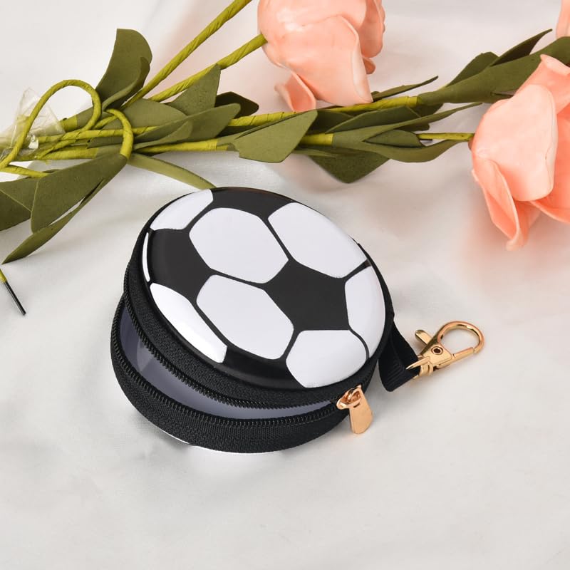 YALLNASL Soccer Basketball Volleyball Baseball Storage Bag Wallet Organizer Coin Pouch Keychain Case for Earplugs Earbuds Earphone - color: Soccer Keychain
