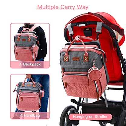 ISMGN Diaper Bag Backpack with Changing Station, Large Diaper Bag, Baby Bag, Multifunctional Diaper Bag, Pinkgray - color: Upgrade Pinkgray