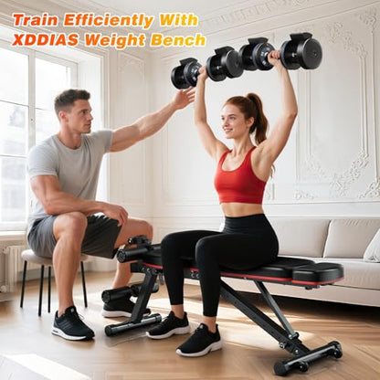 XDDIAS Adjustable Dumbbells Set of 2 for Strength Training, One-Hand Quick Adjust, 25/55/80/90 lbs Options, Anti-Slip Grip Handle, Compact Home Gym Weights for Men Women - color: Basic Black 5-Level 55LB Pair