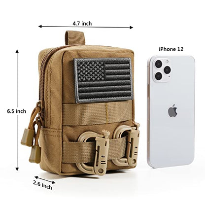 FRTKK 2 Pack Molle Pouches - Tactical Compact Water-Resistant EDC Pouch Bag Small Utility Pouch - color: 2 Pack-ACU