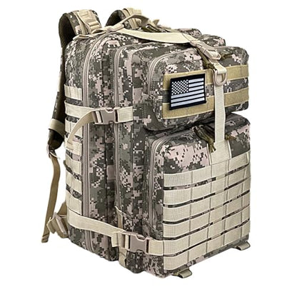 WOLT | Military Tactical Backpack for Men, Large Army 3 Day Assault Pack with MOLLE Bag for Hiking Survival Gear, Range Bag (CamouflageGrey) - color: Camouflagegrey
