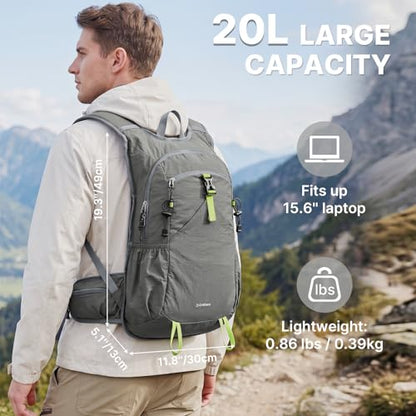 G4Free 20L Hiking Backpack with Waist Strap for Women Men, Lightweight Waterproof Daypack for Travel Camping Outdoor, Grey - color: Grey